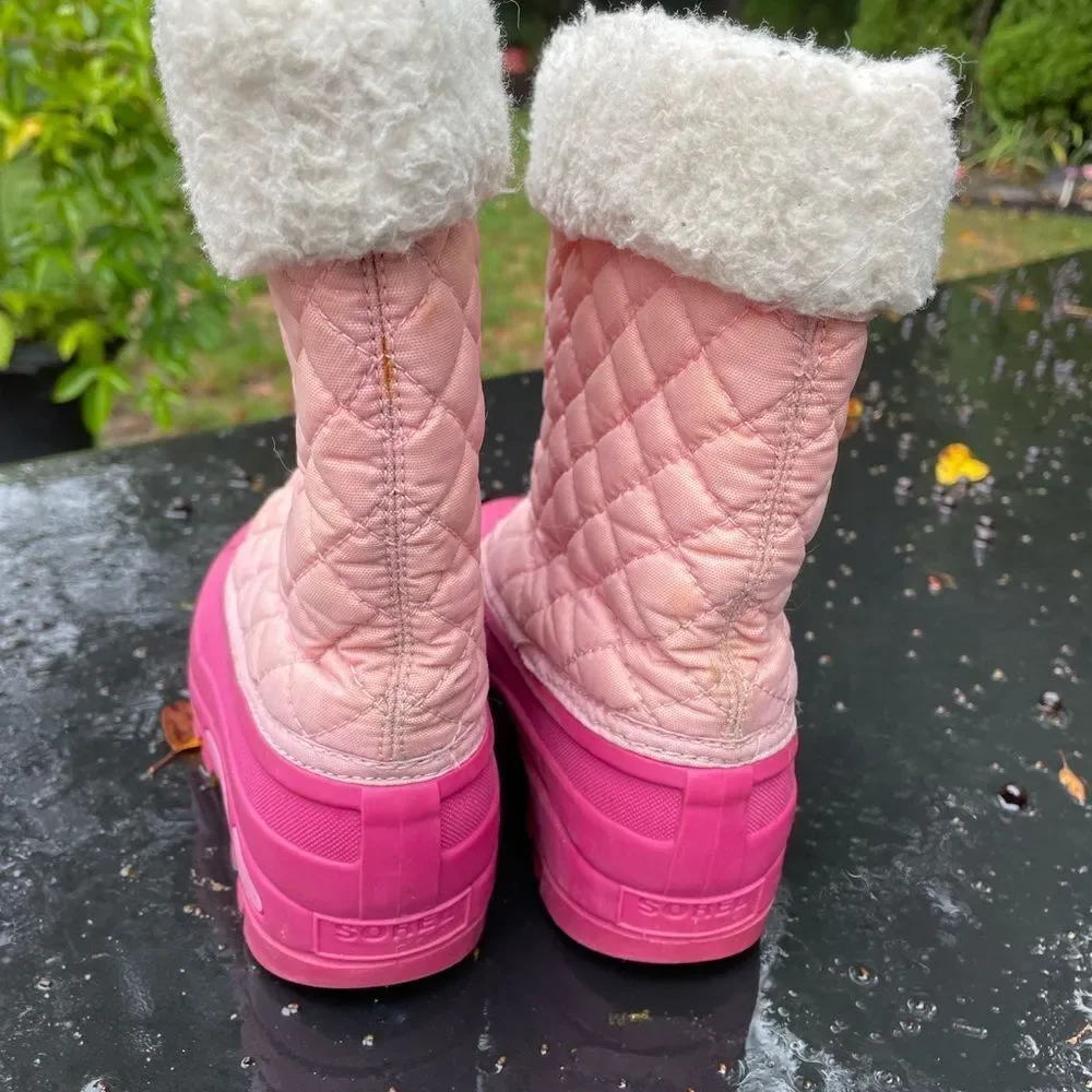 SOREL Powder Storm Pink Quilted Lined Pull On Winter Snow Boots